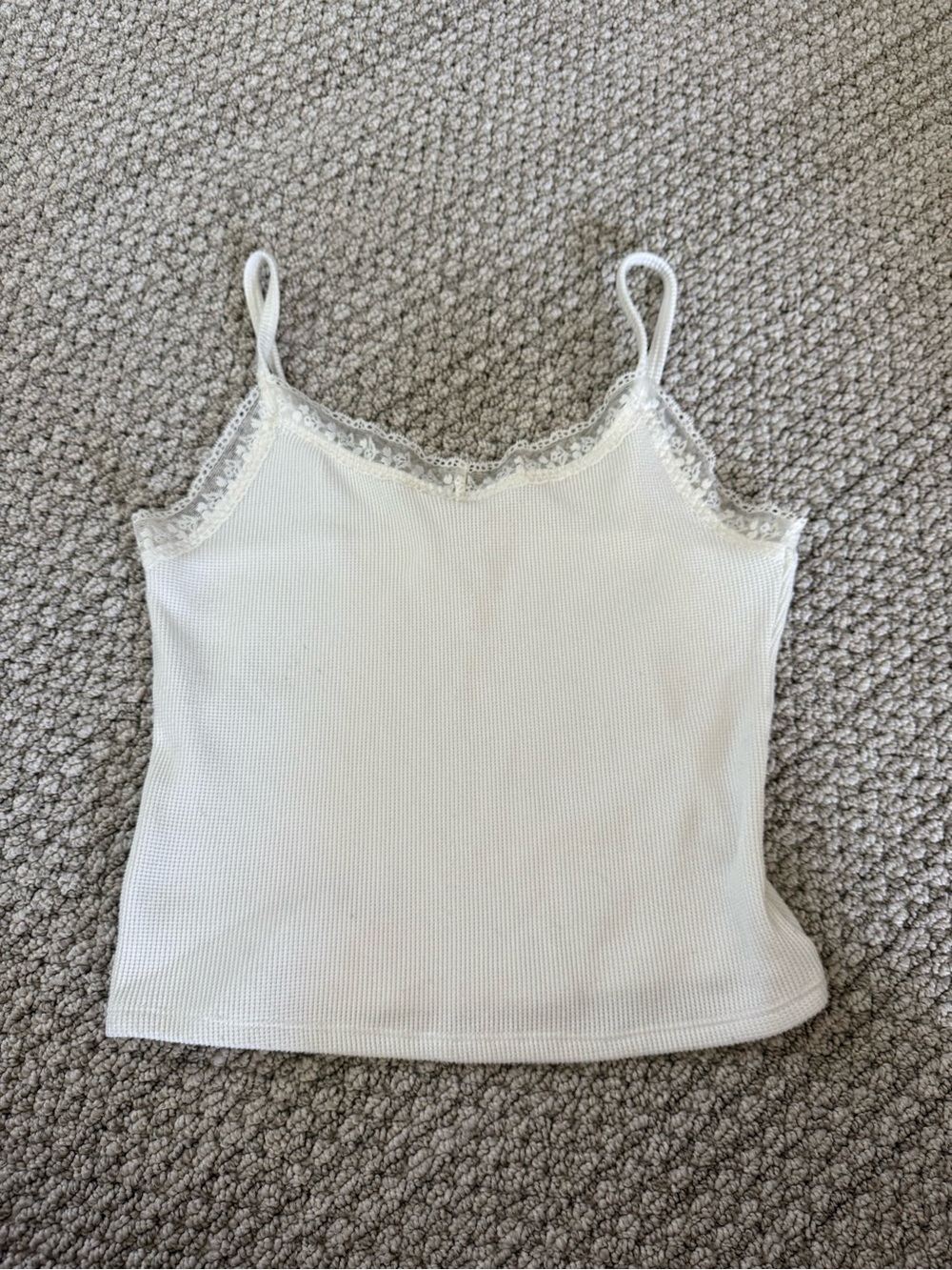 Gilly Hicks White Lace-Trim Ribbed Camisole